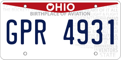 OH license plate GPR4931