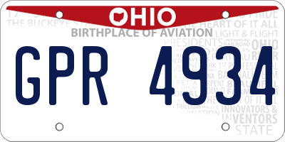 OH license plate GPR4934