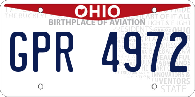 OH license plate GPR4972