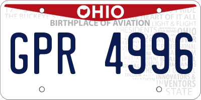 OH license plate GPR4996