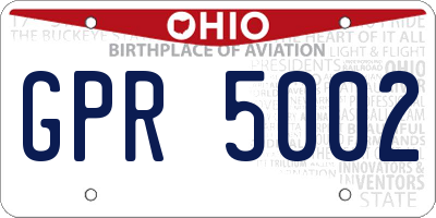 OH license plate GPR5002