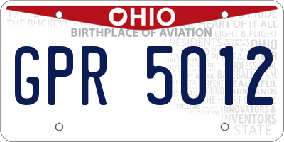OH license plate GPR5012