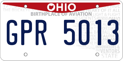 OH license plate GPR5013