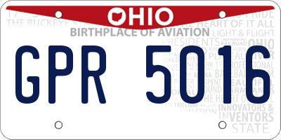 OH license plate GPR5016