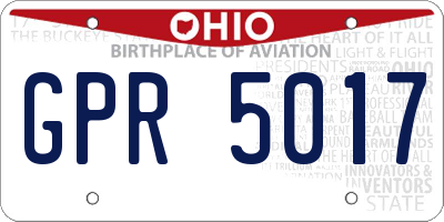 OH license plate GPR5017
