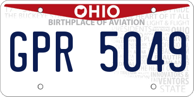 OH license plate GPR5049