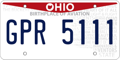 OH license plate GPR5111