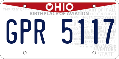 OH license plate GPR5117