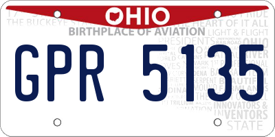 OH license plate GPR5135