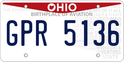 OH license plate GPR5136