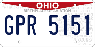 OH license plate GPR5151