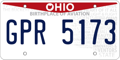 OH license plate GPR5173
