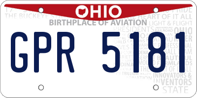 OH license plate GPR5181