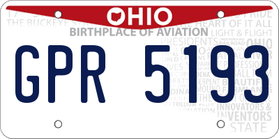 OH license plate GPR5193