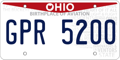 OH license plate GPR5200