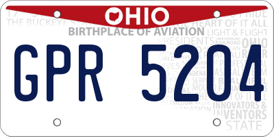 OH license plate GPR5204