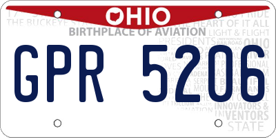 OH license plate GPR5206