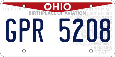 OH license plate GPR5208