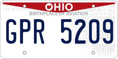 OH license plate GPR5209