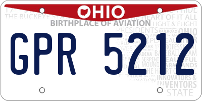 OH license plate GPR5212