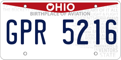 OH license plate GPR5216