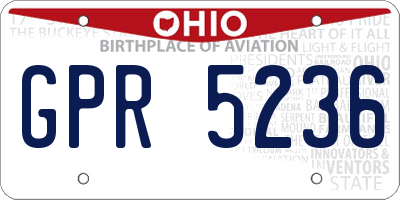OH license plate GPR5236