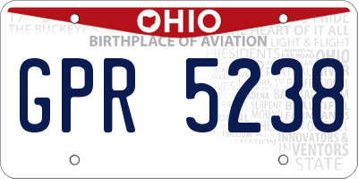 OH license plate GPR5238