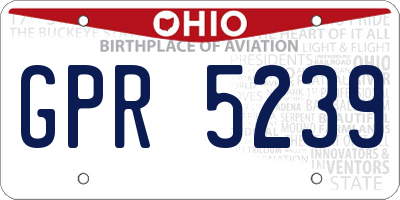OH license plate GPR5239