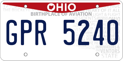 OH license plate GPR5240