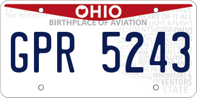 OH license plate GPR5243