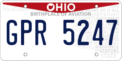 OH license plate GPR5247