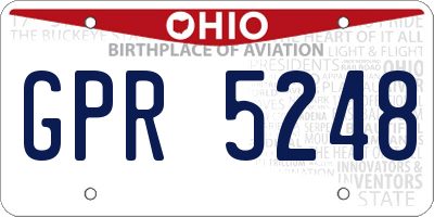 OH license plate GPR5248