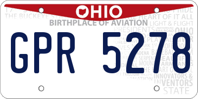 OH license plate GPR5278