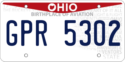 OH license plate GPR5302
