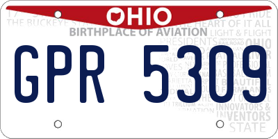 OH license plate GPR5309
