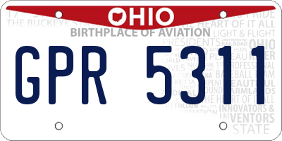 OH license plate GPR5311