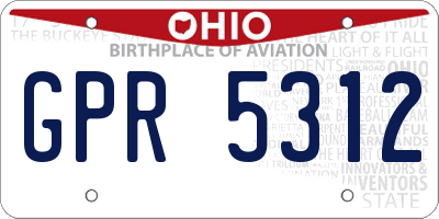 OH license plate GPR5312