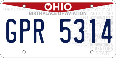 OH license plate GPR5314