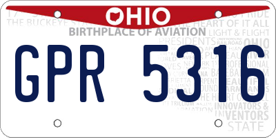 OH license plate GPR5316