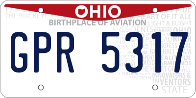 OH license plate GPR5317