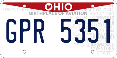 OH license plate GPR5351