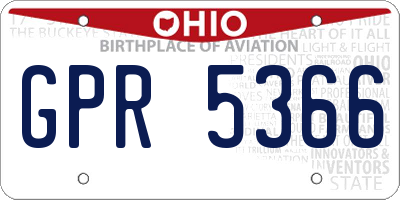 OH license plate GPR5366