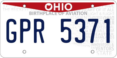 OH license plate GPR5371