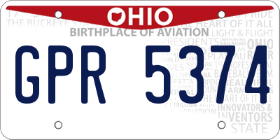 OH license plate GPR5374