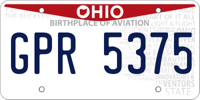 OH license plate GPR5375