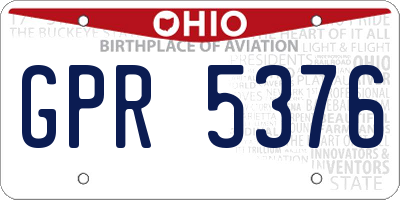 OH license plate GPR5376