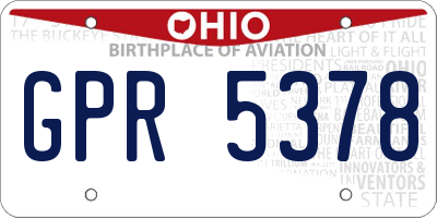 OH license plate GPR5378