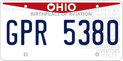 OH license plate GPR5380