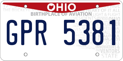 OH license plate GPR5381