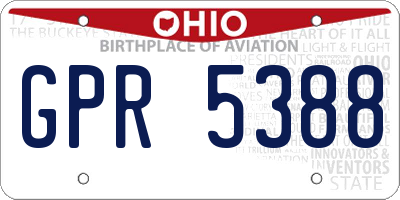 OH license plate GPR5388